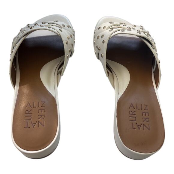Naturalizer Women's Morena Sandal Warm White Size 7 Studded Block Heel Leather - Picture 4 of 10